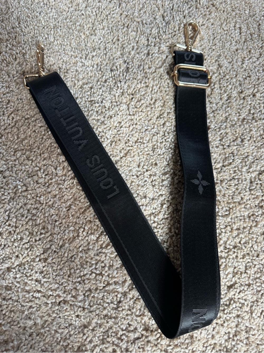 LV Black Wide Shoulder Strap with Gold Hardware